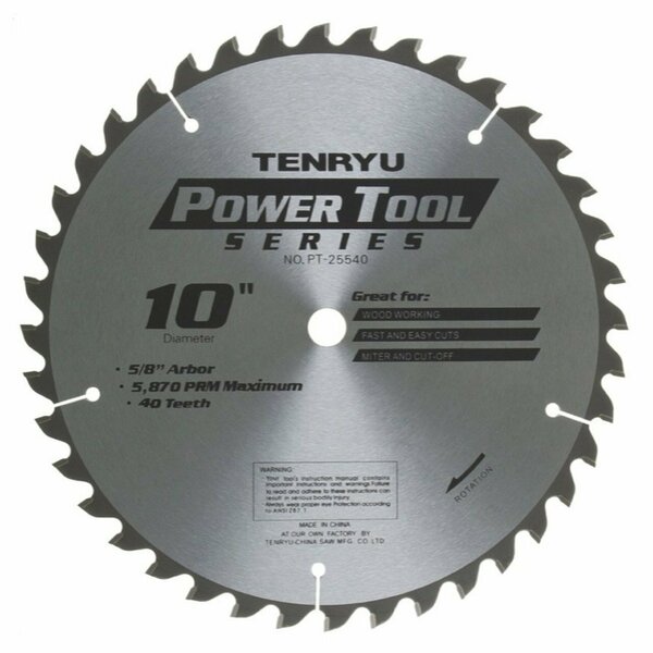 Tenryu 10in Miter Saw Blade 40T 5/8 Arbor PT-25540